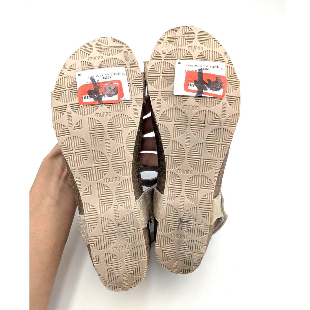 Munro Sintra Hook & Loop Wedge Sandals Women's Size Gold/Tan Size US8M EU38.5 - Picture 8 of 10